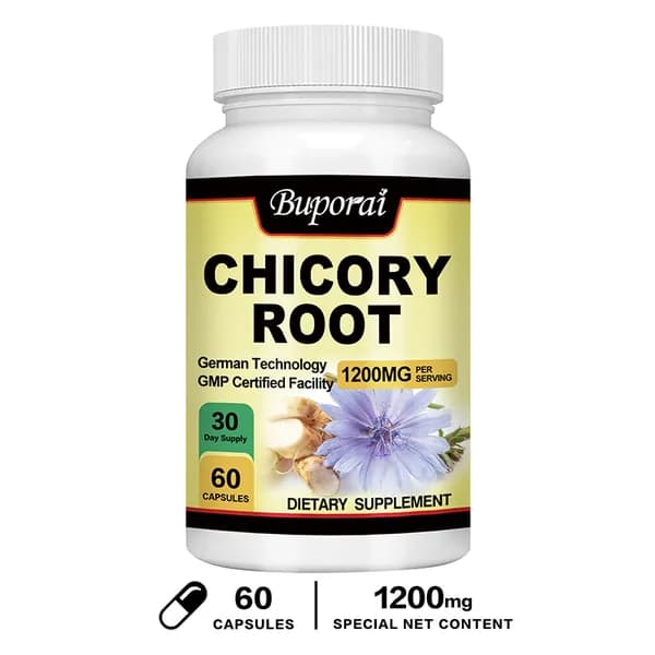 Биологически активная добавка Buporai Chicory Root Fiber поддерживает здоровье пищеварительной системы и богата инулином, извлеченным из корня цикория.