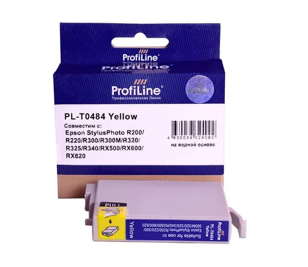 Картридж для струйного принтера T0484 ProfiLine для Epson StylusPhoto R200/R220/R300/R300M/R320/R325 и др., цвет желтый