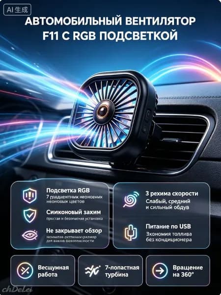 Вентилятор автомобильный, арт. 12348765-b, 2.5 Вт