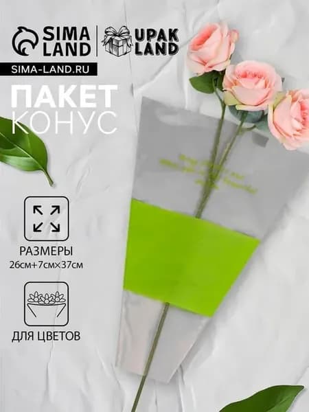 Пакет конус для цветов, с нетканым материалом