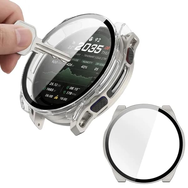 Чехол для часов Amazfit Cheetah2 Ultra A2441 из поликарбоната с закалённым стеклом, матовый титановый цвет
