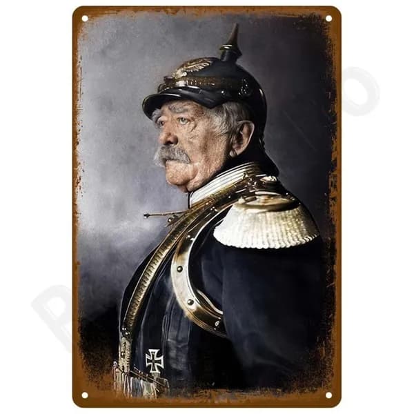 Металлический постер на стену, винтажный портрет прусского офицера, декор для дома в военном стиле, 20x30cm,2D Flat