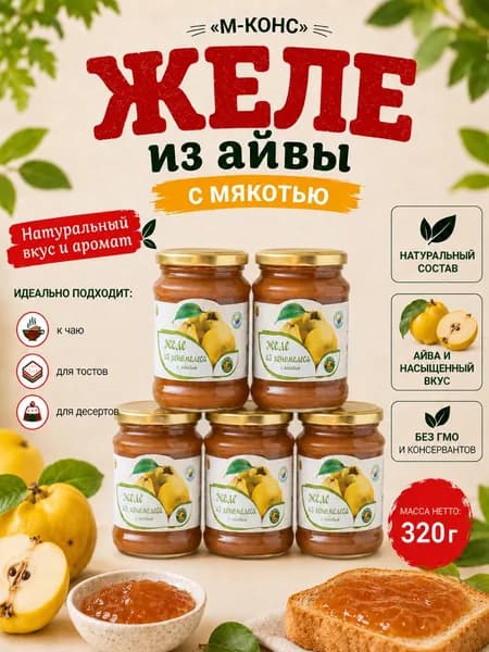 Желе из айвы с мякотью, 5 шт. по 320 г