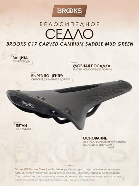 Седло для велосипеда Brooks C17 Carved Cambium Saddle Mud Green