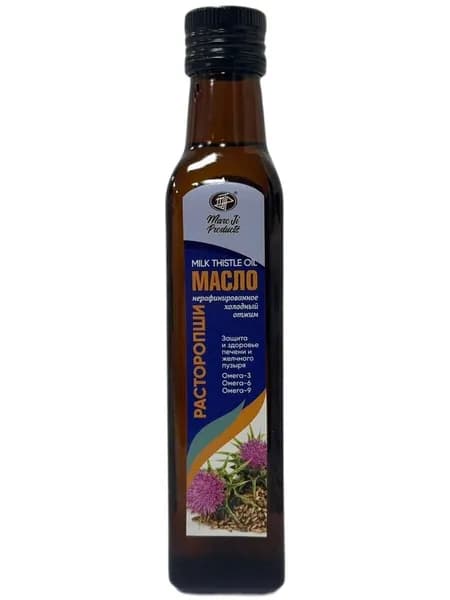 Масло пищевое из семян расторопши нерафинированное первый холодный отжим / Milk thistle oil / 250 мл