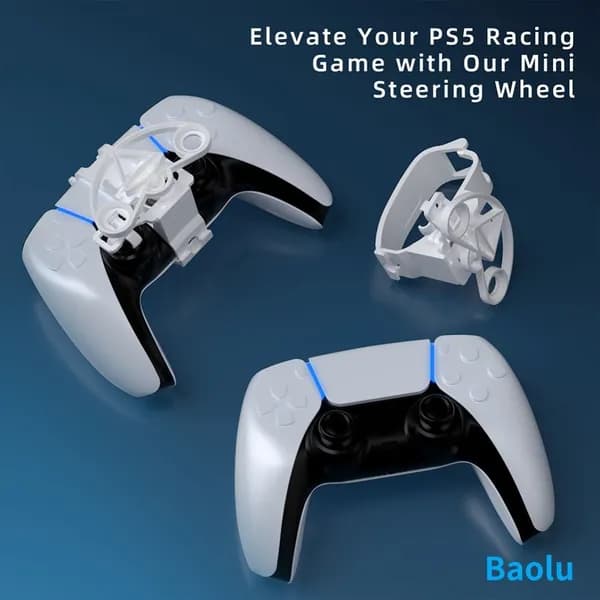 Мини-руль для геймпада PS5, белый, из ABS