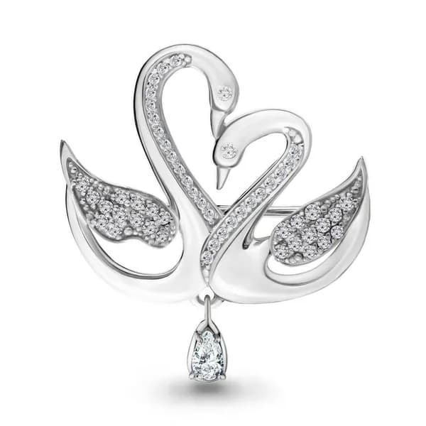 Серебряная брошь DIAMANT-ONLINE с фианитом 925 пробы