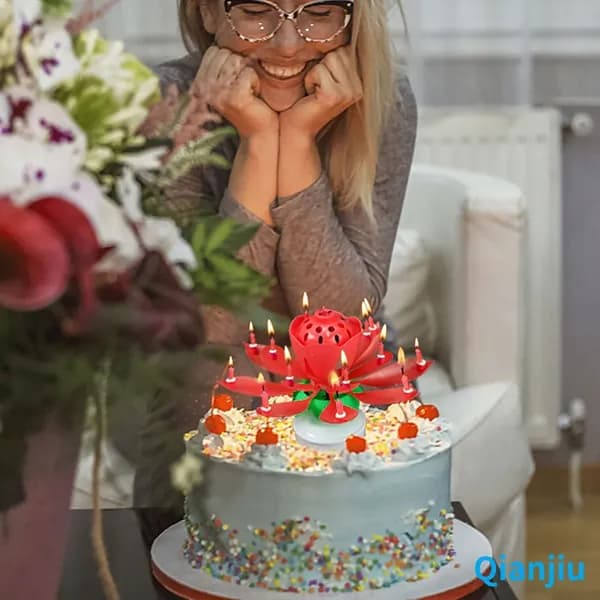 свеча с имитацией цветка, музыкальная, для торта
