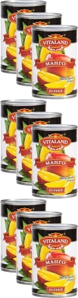 Манго Vitaland дольки в сиропе, комплект: 9 упаковок по 425 г
