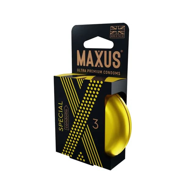 MAXUS Special Презервативы с точками и рёбрами в железном кейсе - 3 шт