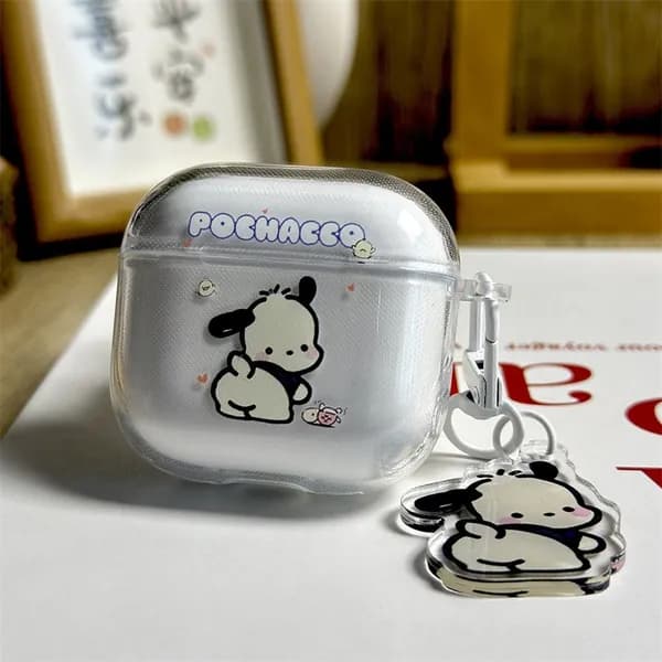 Чехол для Аирподс 4 / AirPods 4 Милый мультик Pochacco Dog Силиконовый чехол для наушников