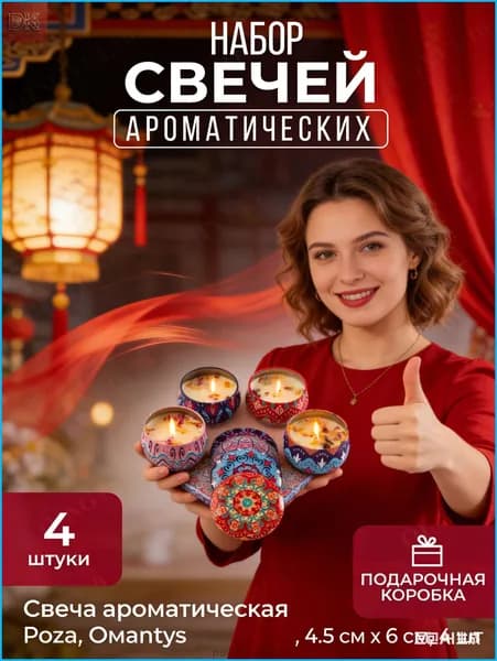 Свечи поминальные "Роза, Османтус, Гардения, Цитрус", 4.5 см х 6 см, 4 шт