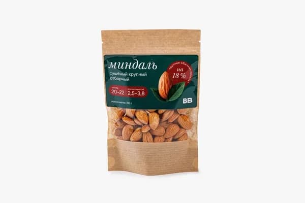 Миндаль сушеный крупный, 100 г