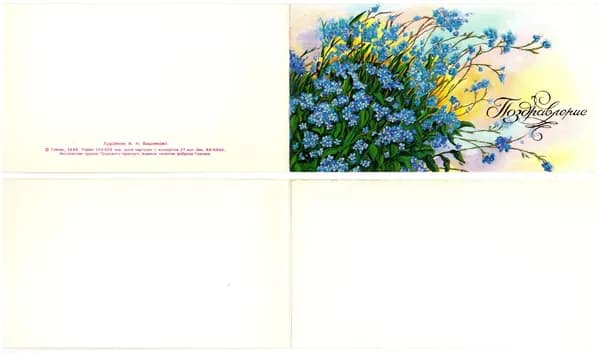 Открытка "Поздравление!", Вишнякова, 1990, СССР, 8.5х15.5см