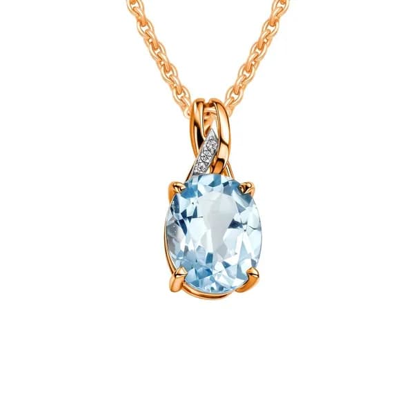 Подвеска на шею с топазами и фианитами из красного золота 375 пробы 585GOLD