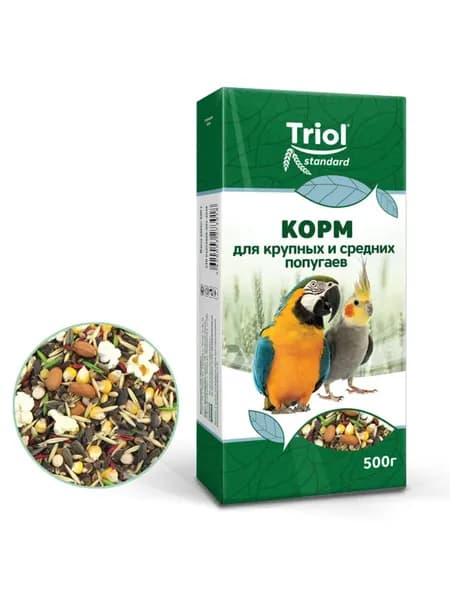 Triol Standard сухой корм для средних и крупных попугаев, 500 г