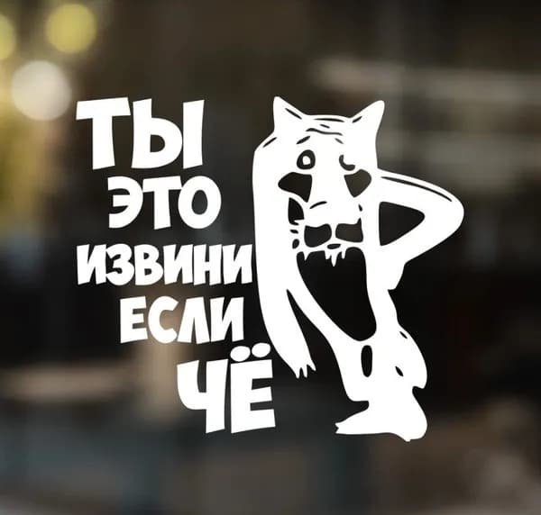 Наклейка виниловая "Ты извини если ЧЕ ", (вырезанная) размер 21*22 см, белый