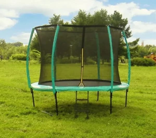 Батут JunHop 8ft (2,4 метра, зеленый) с защитной сетью и лестницей
