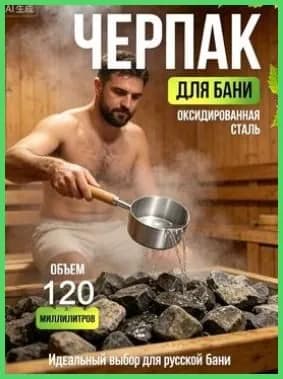 Бондарное изделие для бани Черпак, 0.125 л