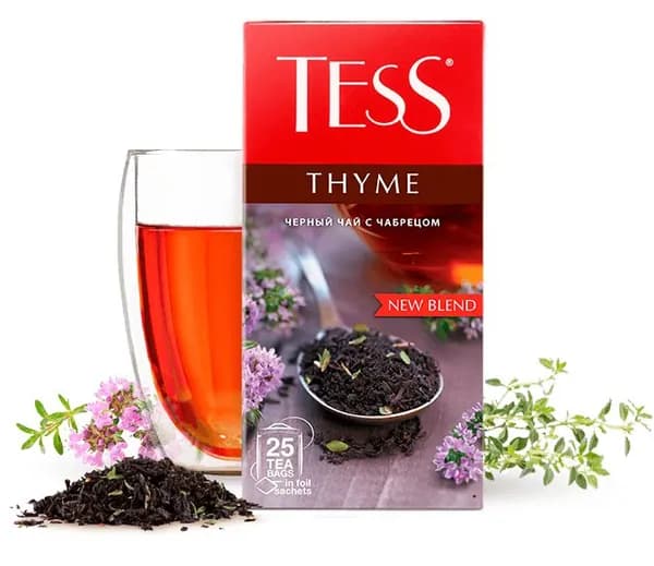 Чай в пакетиках черный Tess Thyme с чабрецом , 25 шт