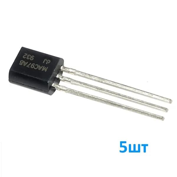 MAC97A8 5шт, Симистор, 600В, 0.6А, корпус TO92, заменяет MAC97A6, Z0607MA, маркировка MAC97A8 или 97A8