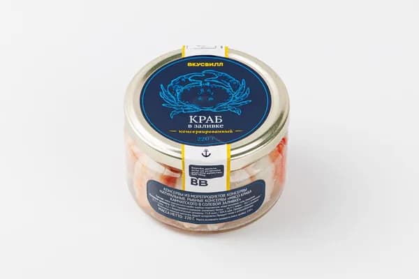 Мясо краба в солевой заливке, 220 г