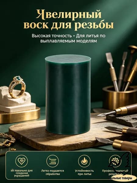 Зелёная восковая модель для гравировки колец и браслетов, круглая сплошная трубка 76 мм для ювелирного литья