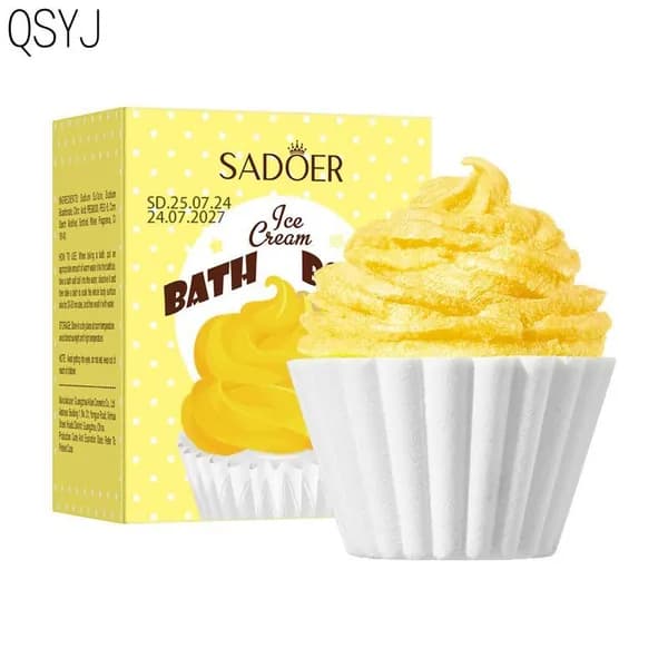 Шарик для ванны SADOER Ice Cream, желто-белый, 100 г