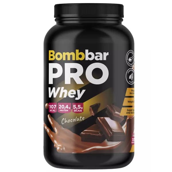 Bombbar Whey Protein Pro протеин сывороточный без сахара, вкус шоколадный 900г