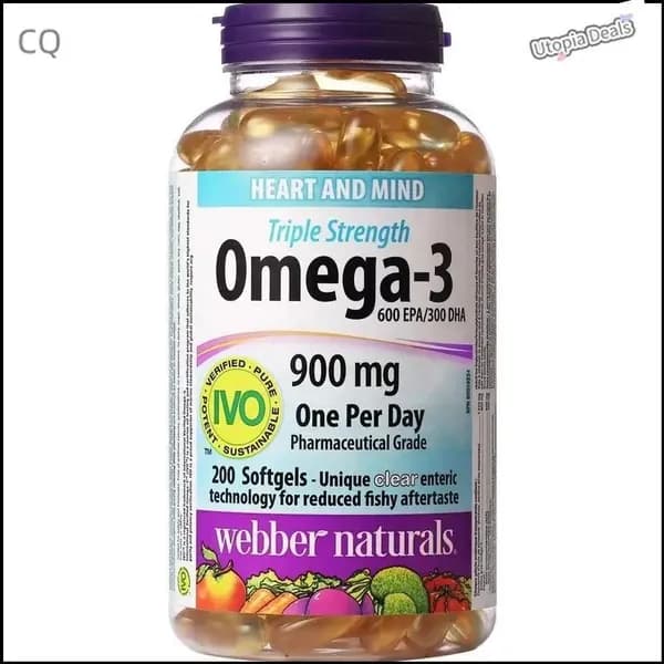 Webber Naturals 3 - кратная концентрация Omega3 Капсулы глубоководного рыбьего жира 200