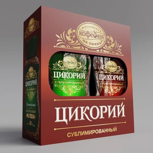 Подарочный набор Цикорий сублимированный "Нежный+Насыщенный" 2х95 г + Шоколад классический Вдохновение 90 г, Московская кофейня на паяхъ,
