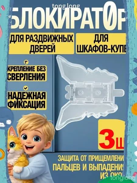 Качественный комплект замковблокираторов для раздвижных шкафов и окон, 3 штуки, применяемый от детей.