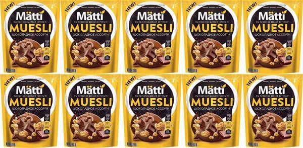 Мюсли Matti шоколадное ассорти, комплект: 10 упаковок по 250 г