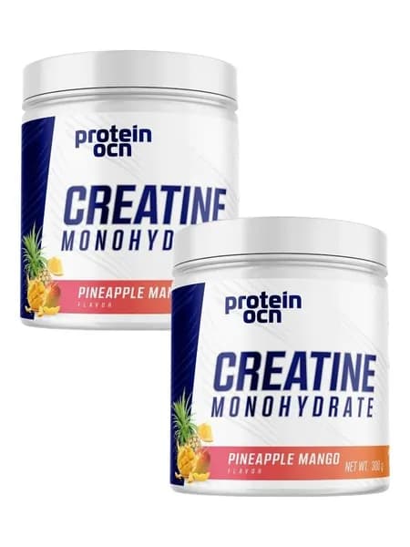 Protein Ocean Creatine Monohydrate, Креатин моногидрат со вкусом ананаса и манго тигра, микронизированный, 600 г, набор из 2 упаковок