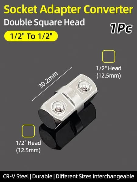 Переходники адаптеры для торцевых головок, с 1/2"(квадрат) на 1/2"(квадрат), Держатель для бит, Адаптер 1/2"(M) х 1/2"(M), 1 шт.