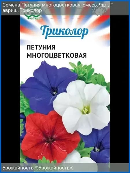 Семена Петуния многоцветковая смесь 9шт Триколор