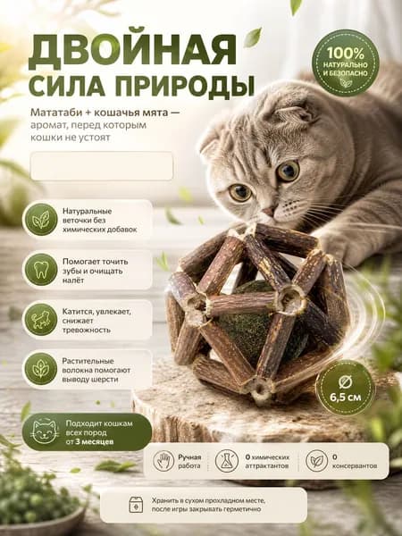 Игрушка Для Кошек / Шарик МАТАТАБИ С Кошачьей Мятой 65 Мм
