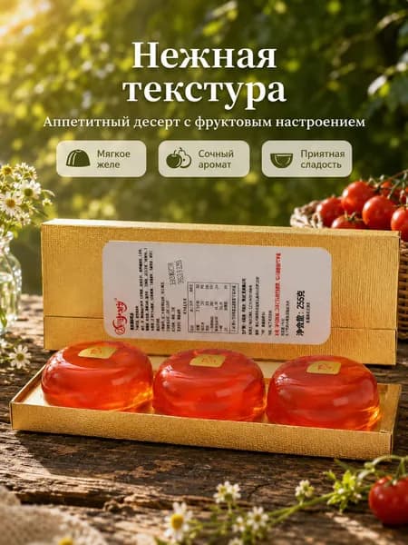 Оригинальное натуральное овощное желе с сочными кусочками спелого помидора в подарочной коробке