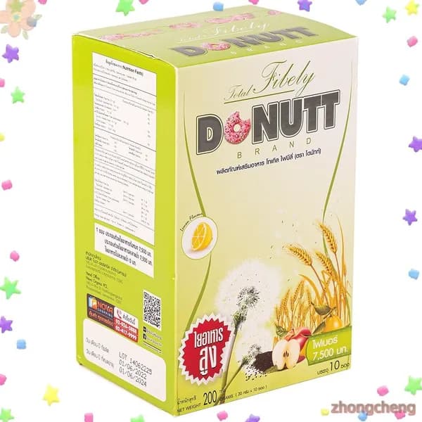 Клетчатка растительная для приготовления детокс-напитка Donutt Brand, упаковка 10 пакетиков по 20 гр