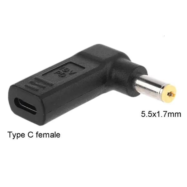 Переходник Type-C Female 5,5 1,7 мм для ноутбуков Acer, Черный
