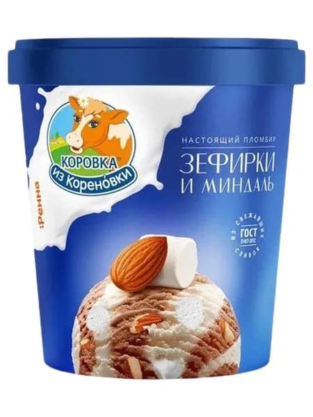 Коровка из Кореновки Мороженое Пломбир Зефир и миндаль, 300г
