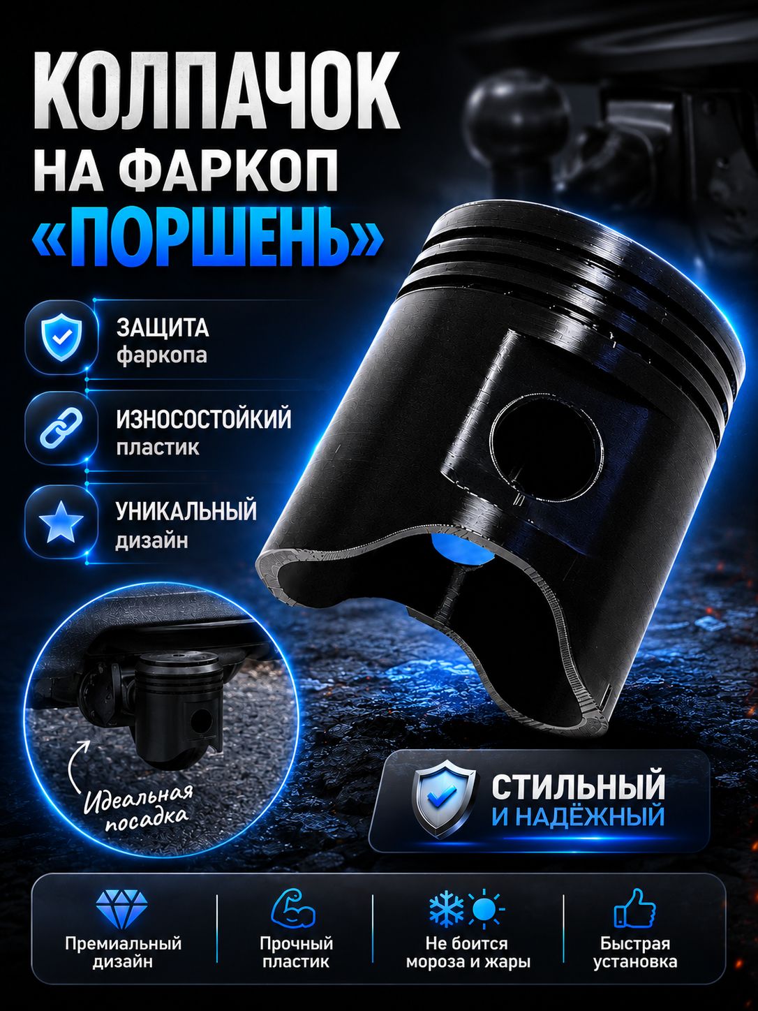Колпачок на фаркоп поршень прикольный
