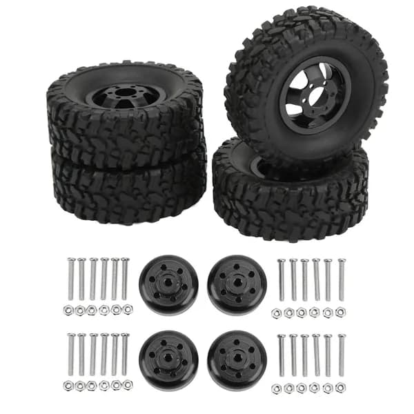 Резиновые шины 4WD, ступица колеса из алюминиевого сплава для WPL C14 C24 B14 B24 B16 B36 1/16, обновление радиоуправляемого автомобиля, часть черного цвета