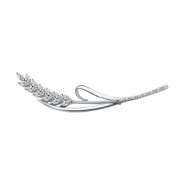 Серебряная брошь DIAMANT-ONLINE с фианитом 925 пробы