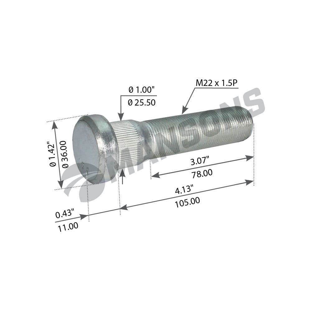Болт колеса зад. M22x1.5x115/105 Volvo/RVI 900.810 MANSONS
