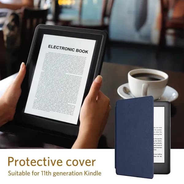Чехол для Kindle Paperwhite 5 (2021): ПУ + поликарбонат, подставка, тёмно-синий