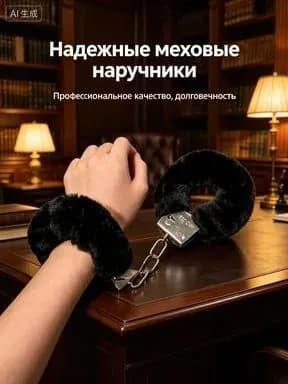 Тематические наручники с меховой отделкой, для вечеринок,1шт