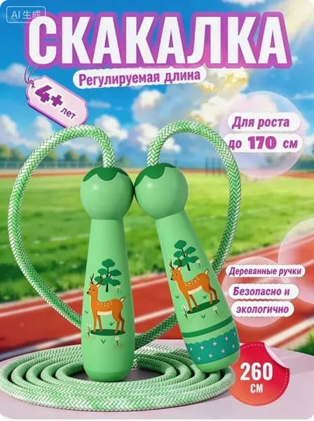 скакалка детская 260 см, регулируется.