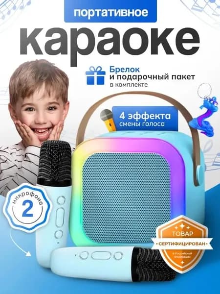 Колонка караоке с микрофонами подарок