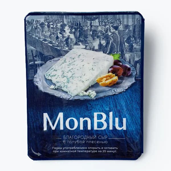Сыр с голубой благородной плесенью 50% 100 г, MONBLU, кусок